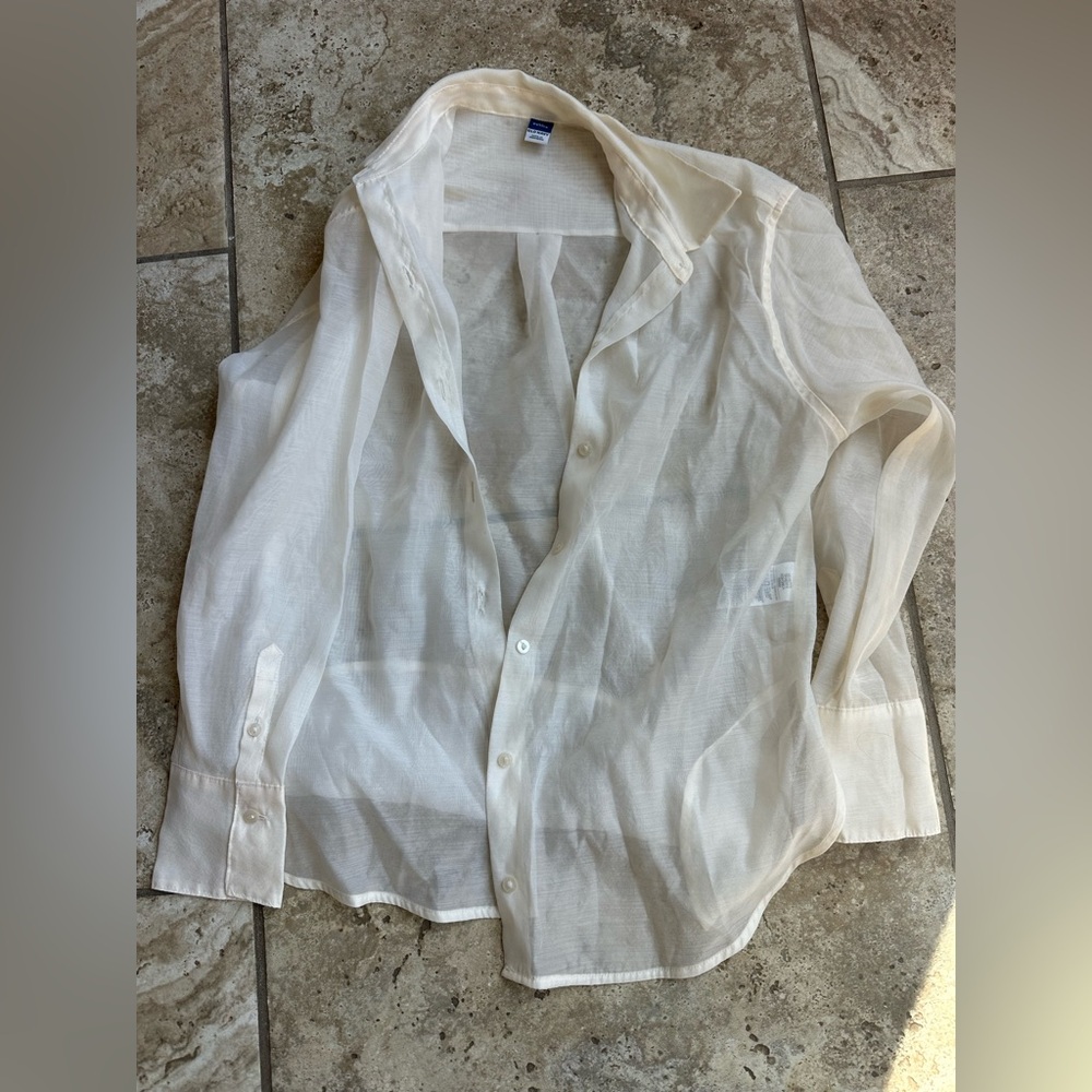 Old Navy women’s  Sheer Cream Button Down Shirt